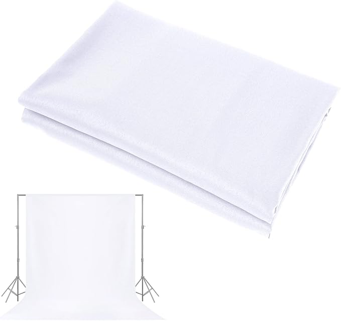 YSKE-Y1 10x7 FT White Seamless Fabric Photo Backdrop with 3.1-Inch Rod Pocket for Photography Studio, Video Shoot, Party