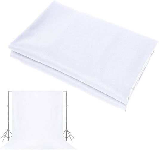 YSKE-Y1 10x7 FT White Seamless Fabric Photo Backdrop with 3.1-Inch Rod Pocket for Photography Studio, Video Shoot, Party