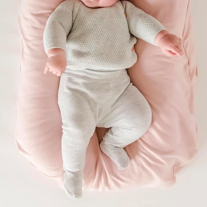Baby Lounger for Newborn - Snuggle Cozy Me Lounger | Breathable Soft Cotton, 0-24 Months Portable Playtime Baby Nest, Newborn Baby Essentials Gifts- Pink (1 Lounger + 1 Cover)