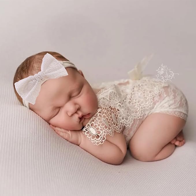 Baby Girl Flower Hair Bows Nylon Headbands, 6PCS Stretchy Soft Floral Hairbands Crown, Handmade Hair Accessories for Newborn Infant Toddler