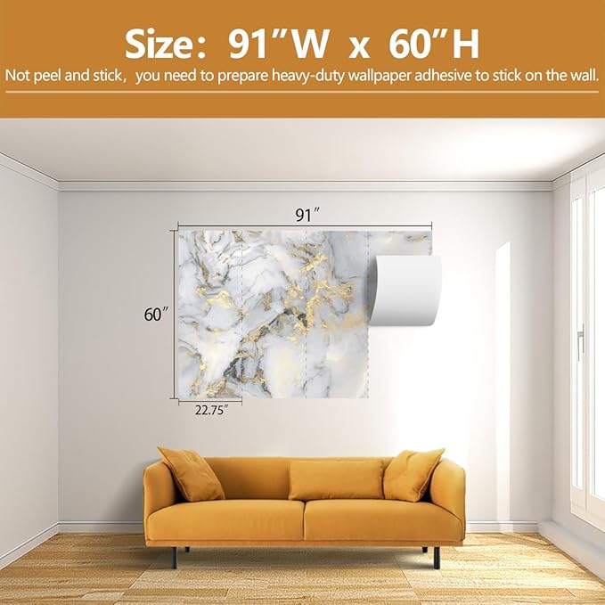 Abstract Marble Wallpaper Gold Art Textured Wall Mural Office Living Room（Not Peel and Stick）