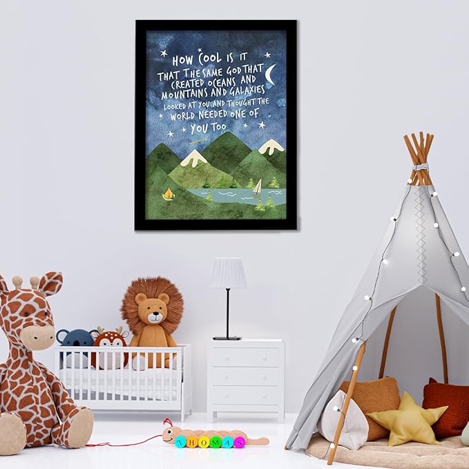 Same God Creation Wall Art,How Cool is it that the Same God Canvas Frame Print for Teen Boys Room Wall Decor,Woodland Mountain Nursery Wall Decor 24'' L x 18'' H