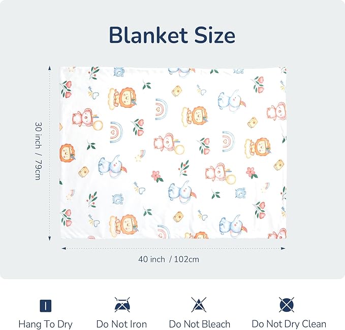 Baby Blankets for Unisex Boys Girls, Reversible Super Soft Blankets for Toddlers with Cotton Front and Dotted Fleece Backing, Lightweight Warm Crib Blanket for All Seasons 30"x40"(Elephant)