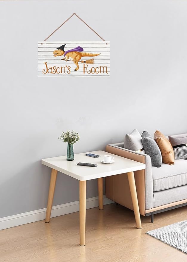 Personalized Signs Magic Dinosaur Magician Sign For Kids Room Custom Name Door Wall Decor Floral Nursery Art Plate For Boys Room Girls Bedroom Little Man Cave