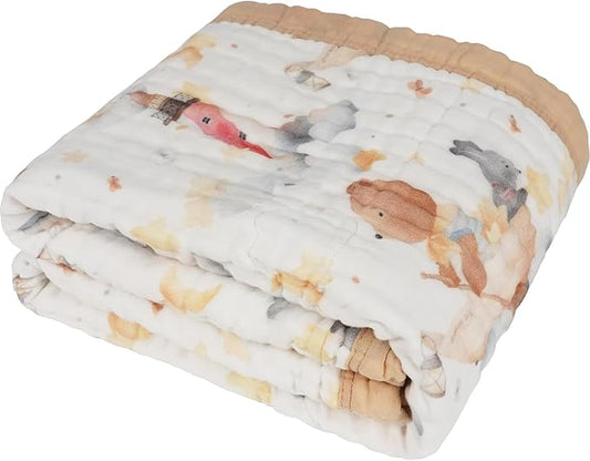 Organic Cotton Muslin Baby Blanket for Boys and Girls - Luxurious Soft Toddler Quilt for Swaddling - Gender Neutral Blanket - Baby and Toddler Gift - Dream Big