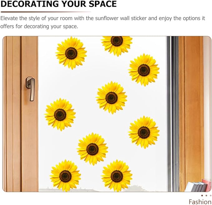 Floral Sunflower Wall Sticker Peel and Stick Flower Pattern Decal for Living Bedroom Nursery Easy to Apply and Remove Home Decoration Tear-Resistant Self-Adhesive Wallpaper
