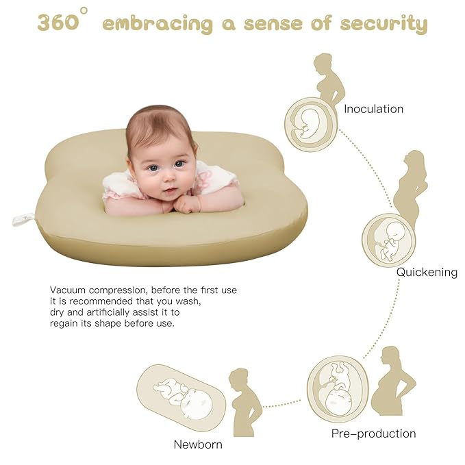 Lucakuins Baby Lounger, Bionic Design Baby Lounger for Newborn 0-24 Months, Soft Organic Cotton Breathable Lounger for Infants (Apricot Baby Lounger)