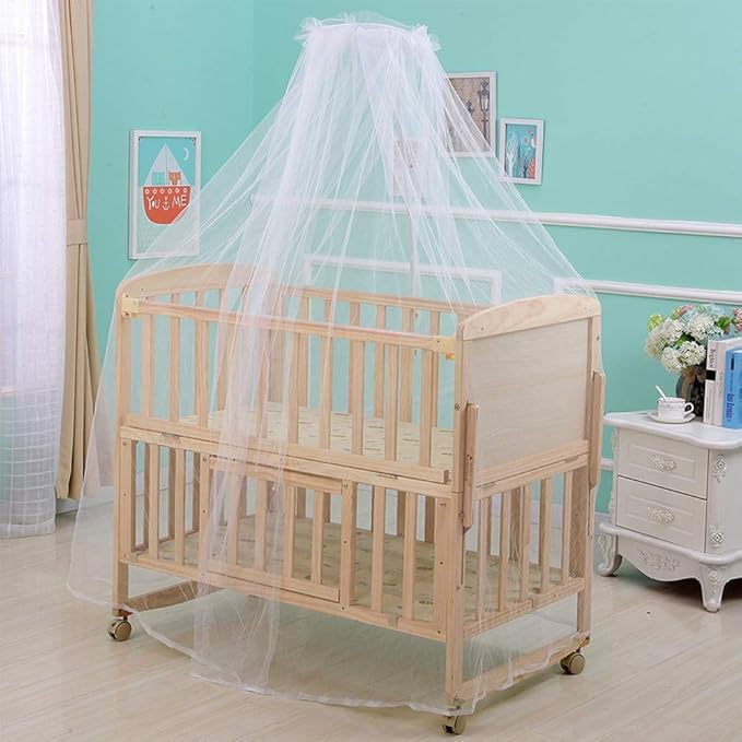 Breathable Protective Net for Baby Crib, Premium Soft Mesh Yarn, Canopy Netting Cover for Infant Bedroom, White, 1.6x4.2m, Single Door Opening