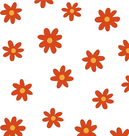 A Room with Flower Vinyl Daisy Wall Decals, Peel and Stick Floral Stickers for Nursery, Kids Bedroom Livingroom Home Wall Art Decor-Burnt Orange