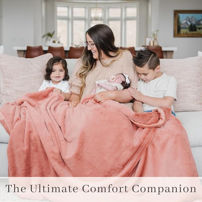 SARANONI Oversized Luxury Blanket | Breathable Super Soft, Lush, Plush Comfy Blankets for Adults | Clay - X-Large 60” x 80”