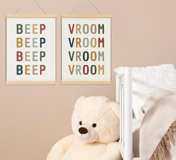 ULEGIE Toddler Car Room Decor Race Car Poster Hanger Frame, Boys Car Room Wall Art Decor, Nursery Toddler Wall Art Kids Playroom Art Prints, Little Racer Dude Room Decor, 12 x 16 Inch