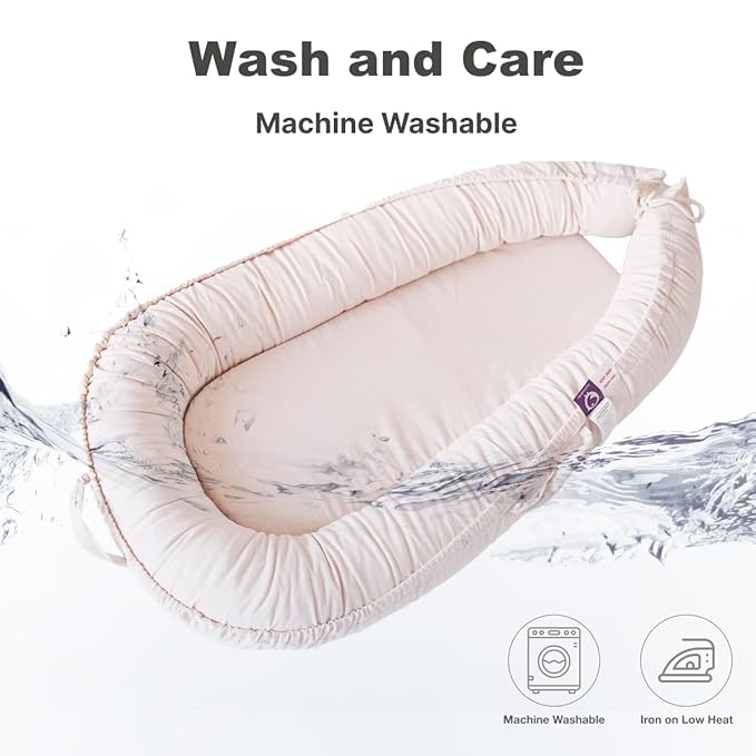Infant Lounger, Baby Nest Cover for Baby Girls & Boys, Newborn Essentials for Baby 0-12 Months, 100% Cotton Breathable (CreamyWhite_Corduroy)