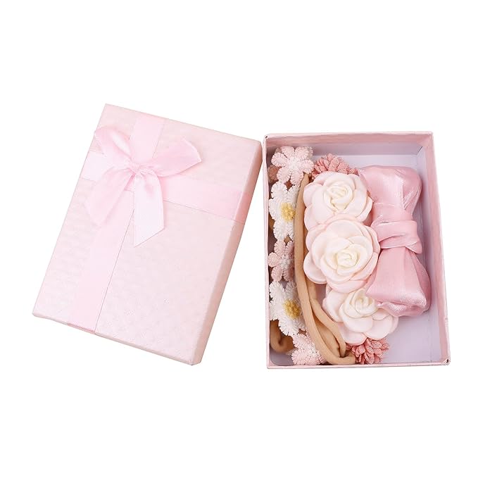 OOSAKU Baby Girl Flower Headbands Set Elastic Floral Headbands 6pcs Soft Nylon Hair Band for Newborn Toddler Hair Accessories (H-F3)