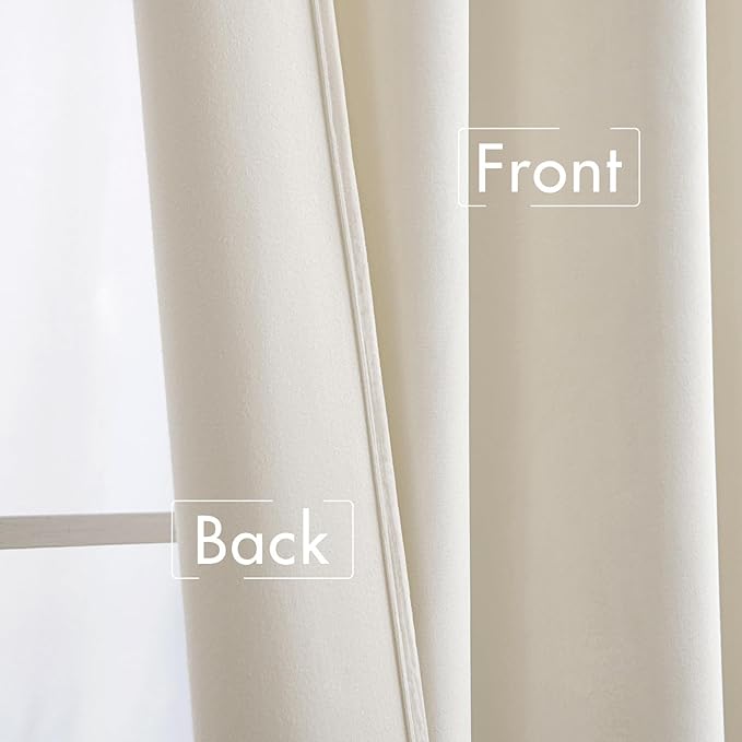 MIULEE Ivory Velvet Curtains Thermal Insulated Blackout Curtain Drapes for Bedroom Living Room Darkening 90 Inches Long Curtains Panels Rod Pocket Set of 2