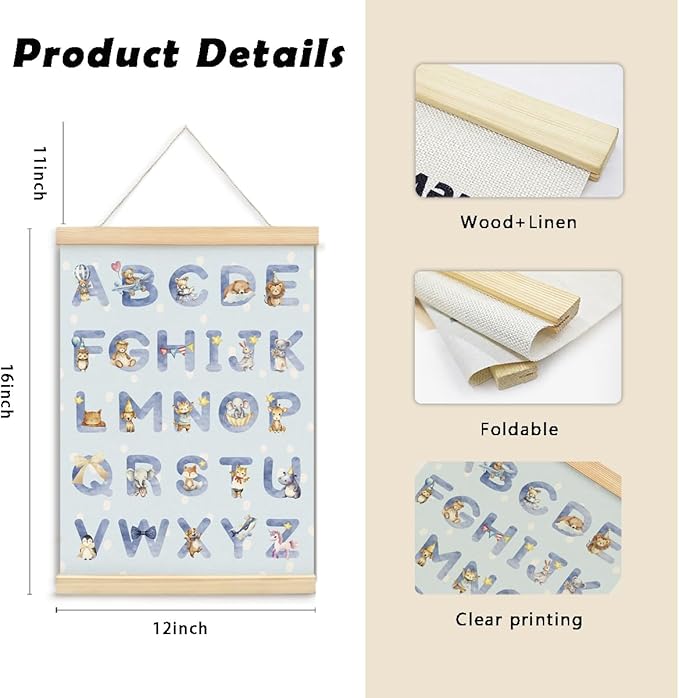ShowDraven Classroom Wall Decor Hanger Frame, Funny Alphabet for Classroom Wall Indoor Nursery Bedroom Playroom Decororations, Gifts for Boys Girls Nursery Kids, 12x16 Inch