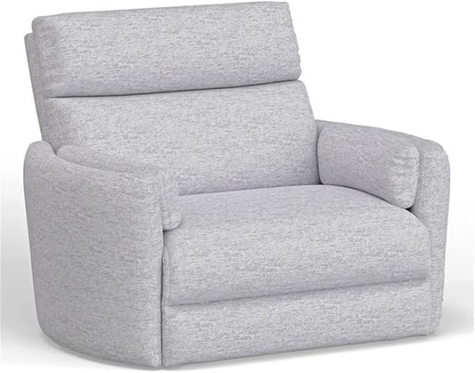 Pemberly Row Modern XL Fabric Power Glider Recliner in Mineral Gray with USB Charging Ports and 2 Comfort Pillows for Living Room
