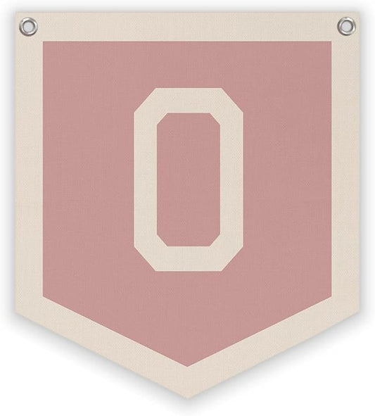 Lacama Pink Initial Personalized Preppy Banner, Baby Shower Decor Gifts, Wall Decor for Women Teen Girl, Vintage Room Decor Toddler Room Bedroom Playroom Front Door Birthday Gift(O)
