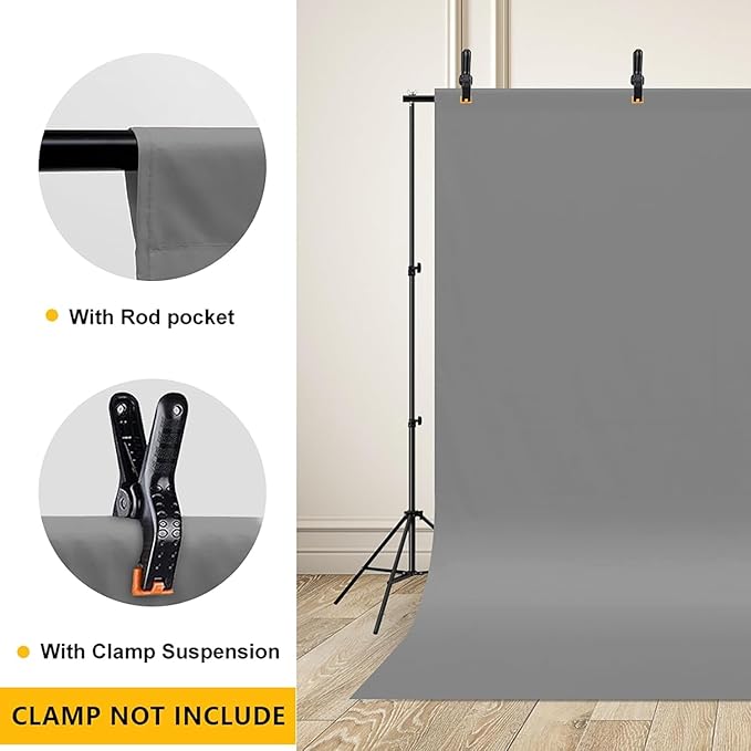 Grey Backdrop for Photography, 10x20ft Gray Photo Backdrop Pure Polyester Grey Screen Curtain for Photoshoot