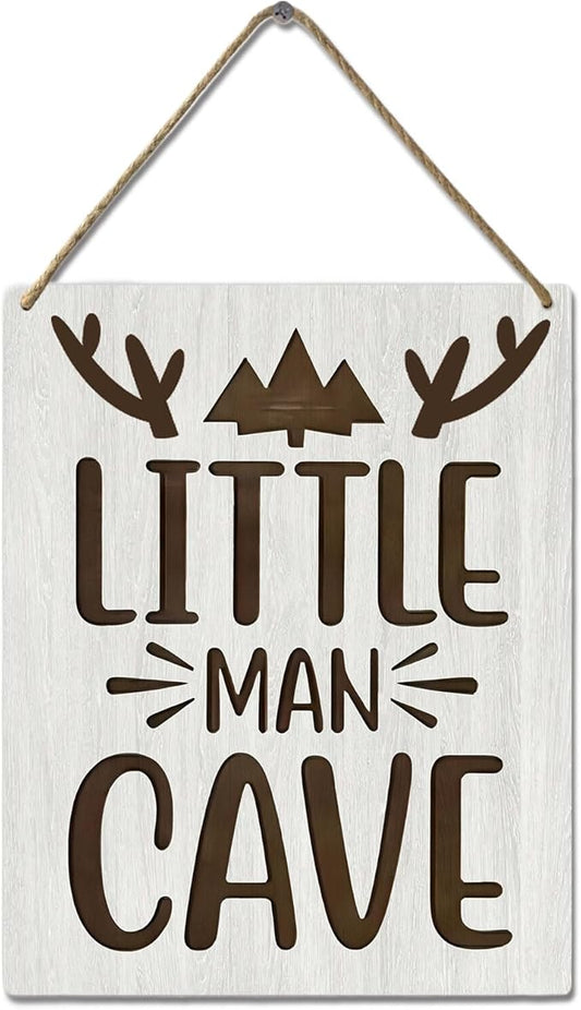 Rustic Deer Forest Animal Wood Sign, Nursery Room Decor for Boys, Little Man Cave Sign, Wooden Wall Art for Boys Bedroom, Farmhouse Signs, 10x8 Inch
