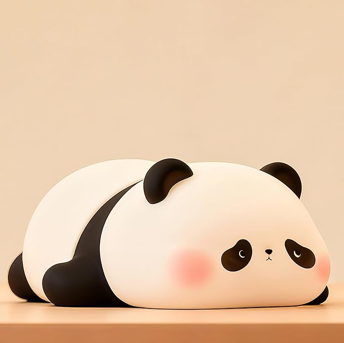 Cute Panda Night Light for Kids, LED Panda Lamp, Food Grade Silicone Novelty Animal Night Lamp,Dimmable Nursery Squishy Nightlight, Cool Gifts for Kids, Office Desk/Baby Boys/Girls Room Decor