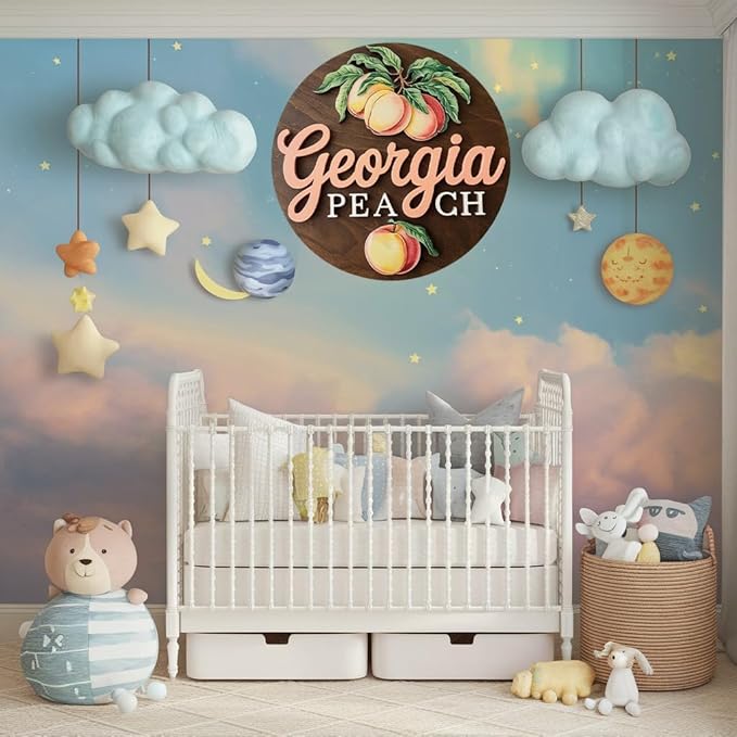 Personalized Name Signs for Kids Room, Peach Sign for Baby Door Decor, Newborn Gifts for Girl, Girls Nursery Wall Bedroom Decorations, Mother's Day Gifts for New Mom Dad Gift