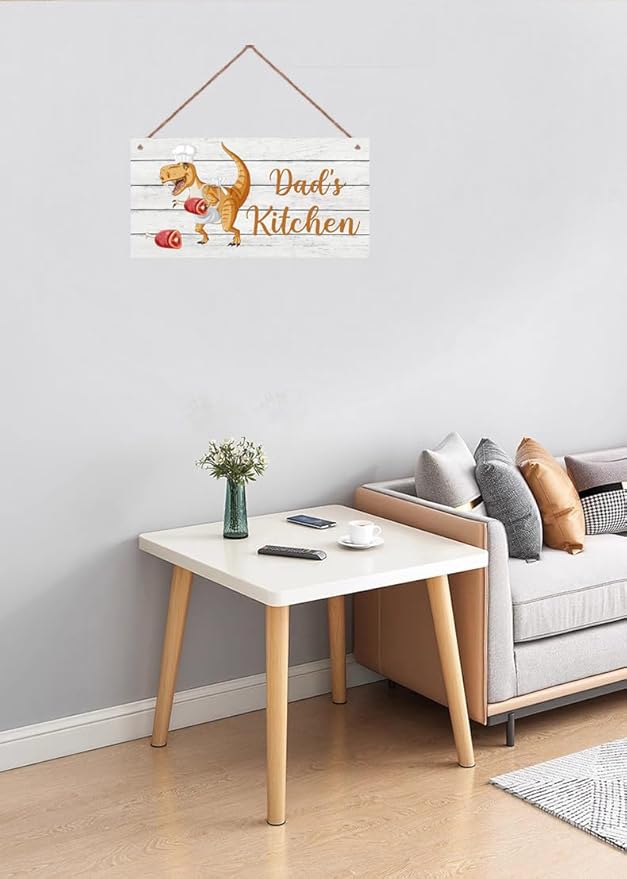 Personalized Mother's Kitchen Sign Funny Dinosaur Chef Custom Name Door Wall Decor, Wall Decoration Father's Kitchen Sign For Parents Grandparents