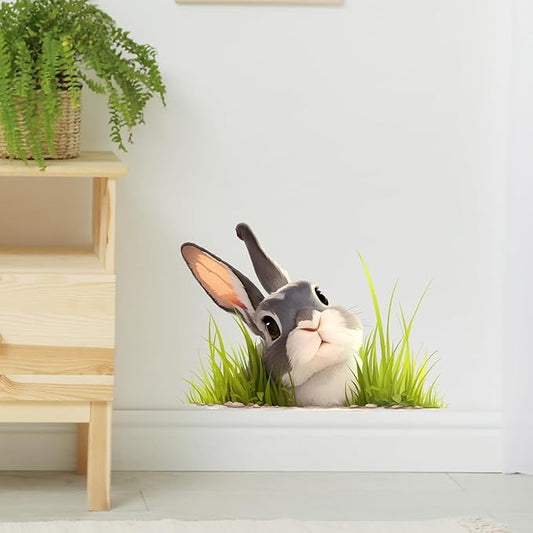 Baby Bunny Rabbit Wall Decals Removable Animal Vinyl Stickers for Nursery Kids Bedroom and Playroom Decor Peel and Stick Wall Art