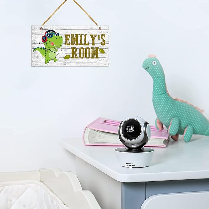 Personalized Wood Door Sign for Boys Nursery Bedroom, Custom Cartoon Dinosaur Wall Decor, Dino Wooden Hanging Wall Art