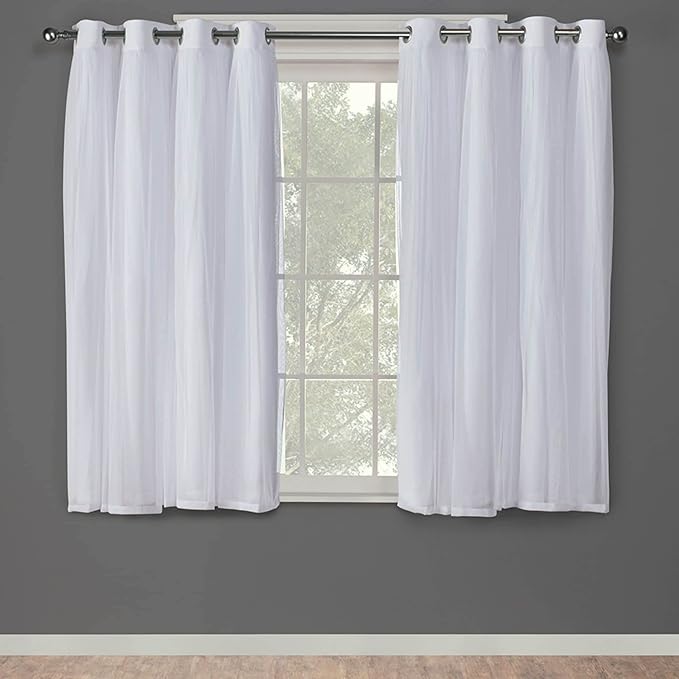 TOWN & COUNTRY LUXE Talia Double Layer Indoor Curtains, Sheer and Room Darkening Blackout, Grommet Top, Energy Efficient, 2-Pack Set, 52"x84", Mint Green