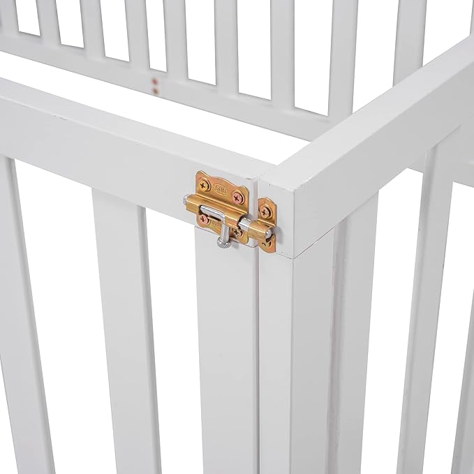 Merax Twin Floor Bed with Safety Guardrails and Door, Wood Montessori Floor Bed Frame for Kids, Twin Playhouse Bed Frame for Baby Girls and Boys, White