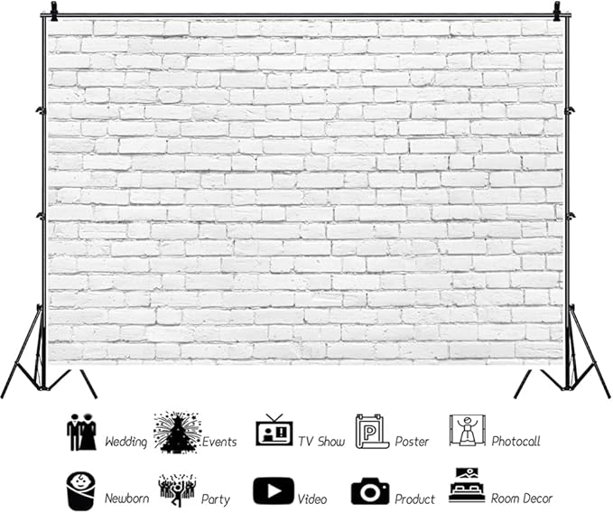 White Brick Backdrop for Photography LFEEY Vintage White Brick Wall Photo Backdrop Newborn Baby Shower Girls Adults Portrait Photography Background Wallpaper Photo Studio Props 10x8ft Vinyl