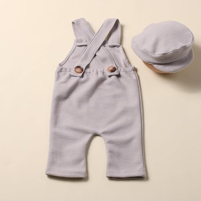 Holibeat Newborn Boy Photography Props Baby Boy Photo Shoot Outfits Infant Gentleman Romper Suits with Hat