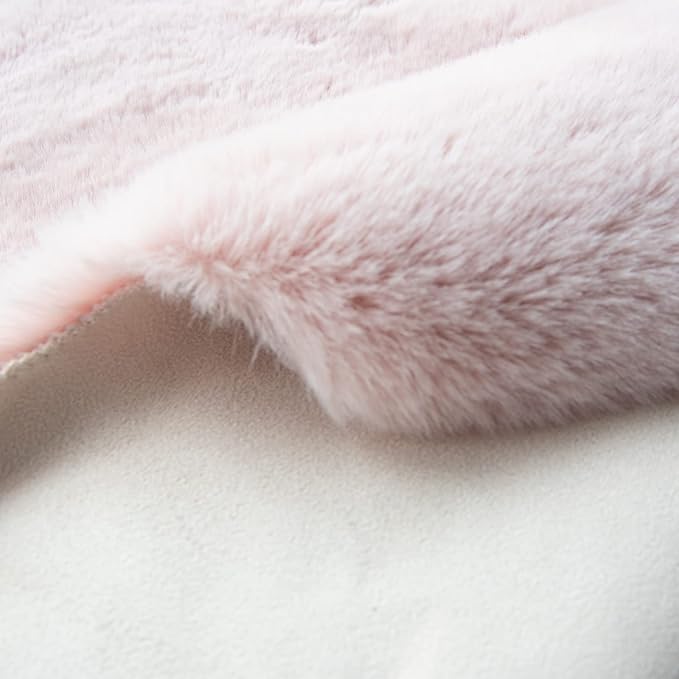 Pink Fluffy Round Rugs 6ft Large Circle Washable Faux Rabbit Shaggy Fur Rugs for Bedroom Living Room Nursery Rug Home Décor