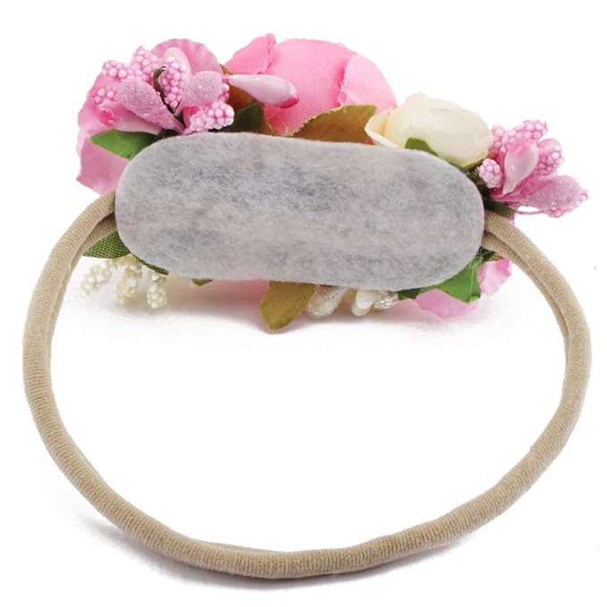 Baby Girl Floral Headbands- 3pcs Nylon Headband Handmade Flower Crown Elastic Hairband Newborn Toddler Hair Accessories Gifts for Girls （1-6 years old）