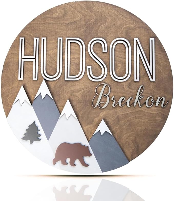 Personalized Wooden Name Sign - Custom Baby Name Signs for Nursery & Kids Room, Baby Announcement Sign, Wall Name Signs Personalized, Round Wooden Letters for Nursery Decor (Round Name)