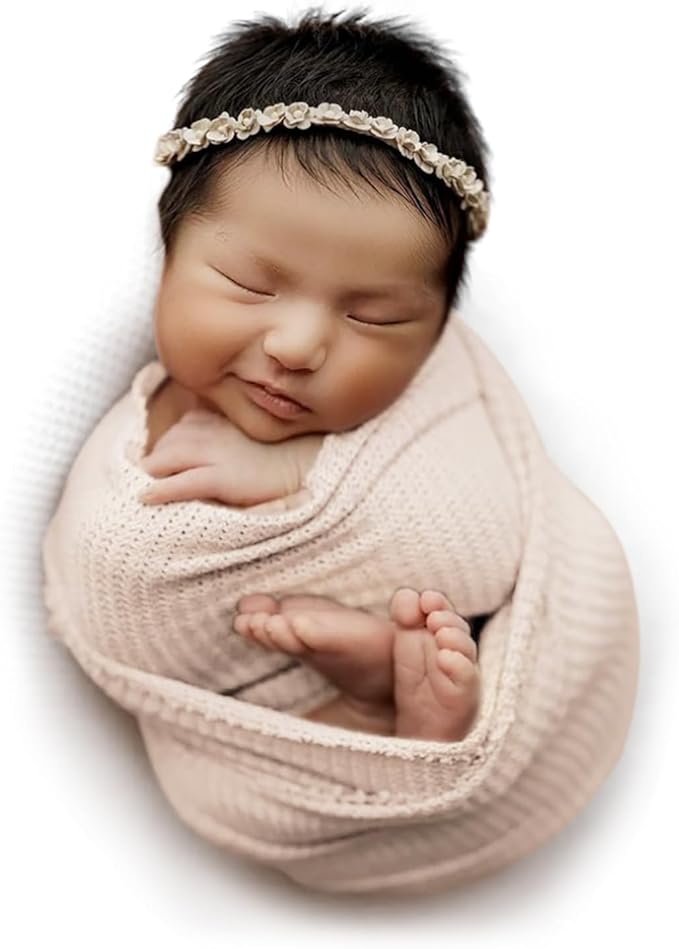 Newborn Photography Props for Baby Boys and Girls Newborn Wraps for Infant Baby Photoshoot Waffle Texture Knit Blanket