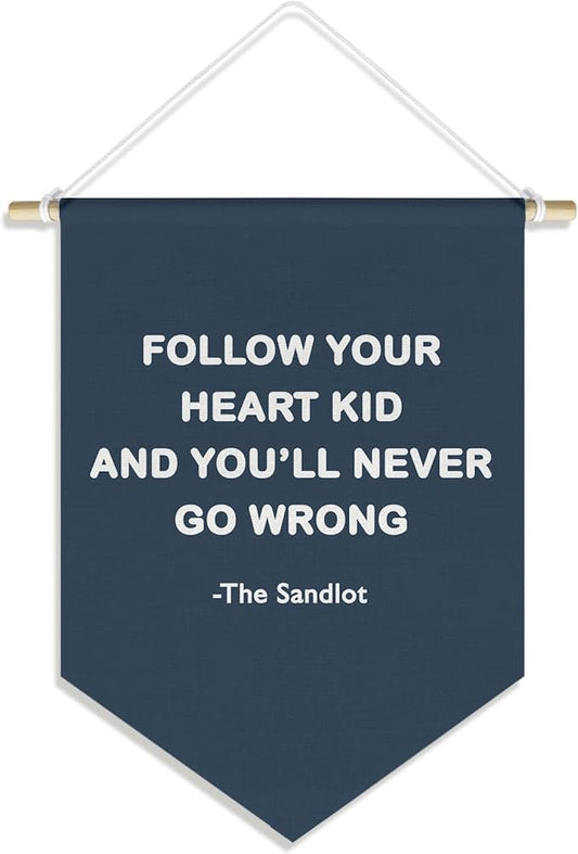 Vinatge Sports Baseball Nursery Classroom Kids Boys Playroom Decor, Inspirational Motivational Baseball Wall Decor Pennant for Baby Boy Girl Toddler Room Bedroom, Navy Blue Wall Decor, 15x11in