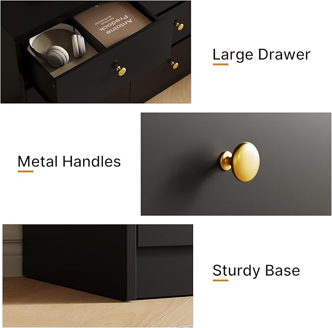 9 Drawer Dresser for Bedroom, 59" Wide Black Chest of Drawers, Wooden Dresser with 9 Drawers with Ample Storage, Modern Storage Organizer for Hallway,Nursery