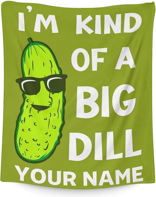 Custom Pickle Throw Blanket for Girls Boys - 40x50 Inches Crib Size - Soft Fluffy Cozy Blankets Gift - Green Funny Blanket Throws for Travel, Office