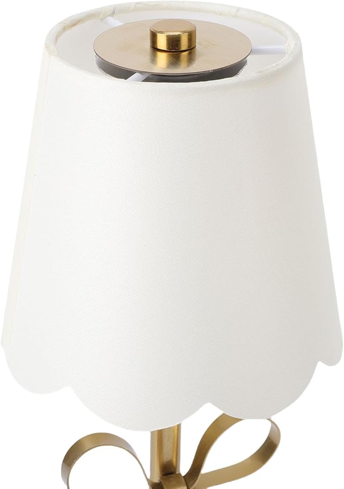 Zunate Bow Table Lamp, Rechargeable Cordless Bedside Lamp with Fabric Shade, Touch Control & Dimmable Brightness,Cute Decorative Metal Light for Bedroom, Nursery, Living Room