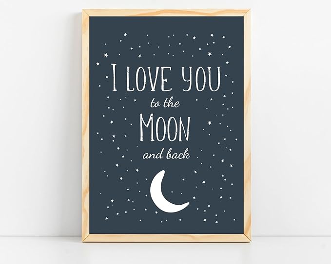 VUVUKU Space Nursery Print Themed Baby Boy Room Decor Outer Kids Wall Art I Love You To The Moon And Back Playroom Poster