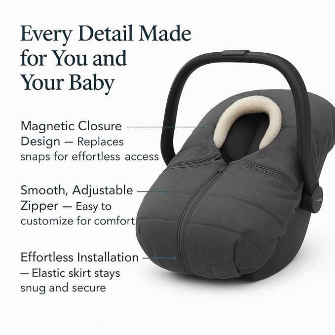 Winter Car Seat Cover for Baby – Cozy Infant Carseat Blanket Compatible with UPPAbaby Aria and Mesa and Most Car Seats | Warm Windproof Weather-Resistant Baby Carrier Cover for Boys & Girls