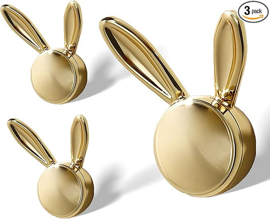 3 Pack Heavy Duty Metal Wall Hooks - Decorative Cute Rabbit Shaped Coat Hooks, Multi-Color Rustproof Bathroom/Bedroom/Entryway Towel Hooks for Towels, Coats, Keys (Bright Gold, Large Size)