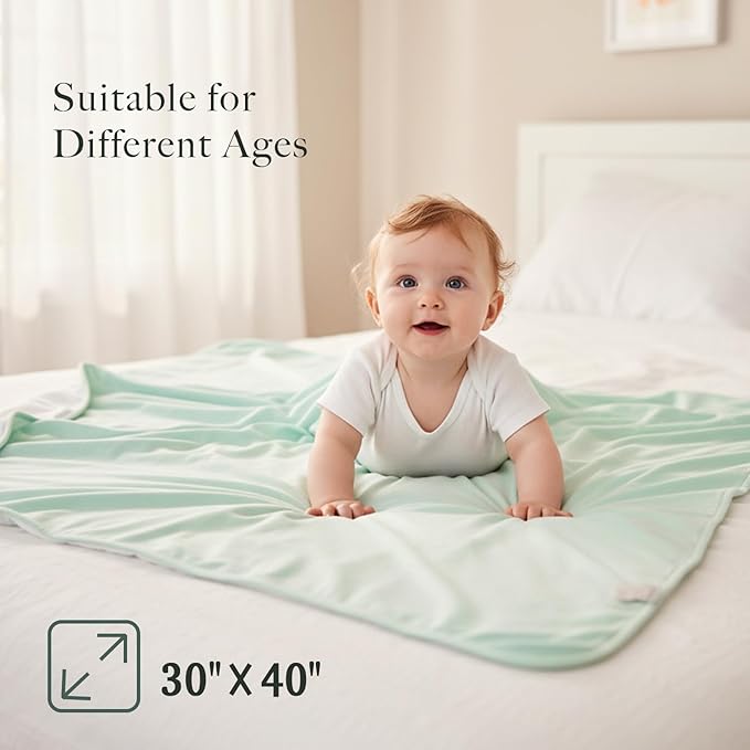 Supersoft Baby Blankets for Girls Boys, Rayon Made from Bamboo Baby Quilt - Breathable & Hypoallergenic Blanket for Bedding Crib Stroller 30"x40" (Green)