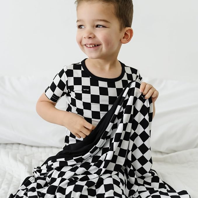 Little Sleepies Cloud Blanket, Soft Viscose from Bamboo Toddler & Baby Blanket for Boys & Girls, Lightweight, Perfect for Hot Sleepers, 50" x 50", Large (Cool Checks)