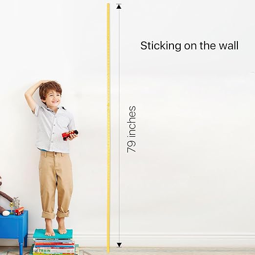 Height Measurement for Wall, Children Adult Height Measurement Rod, 3D Removable Growth Height Stick, Wall Mounted Splicing Height Ruler for Kids Baby Nursery 79 inch (Yellow)