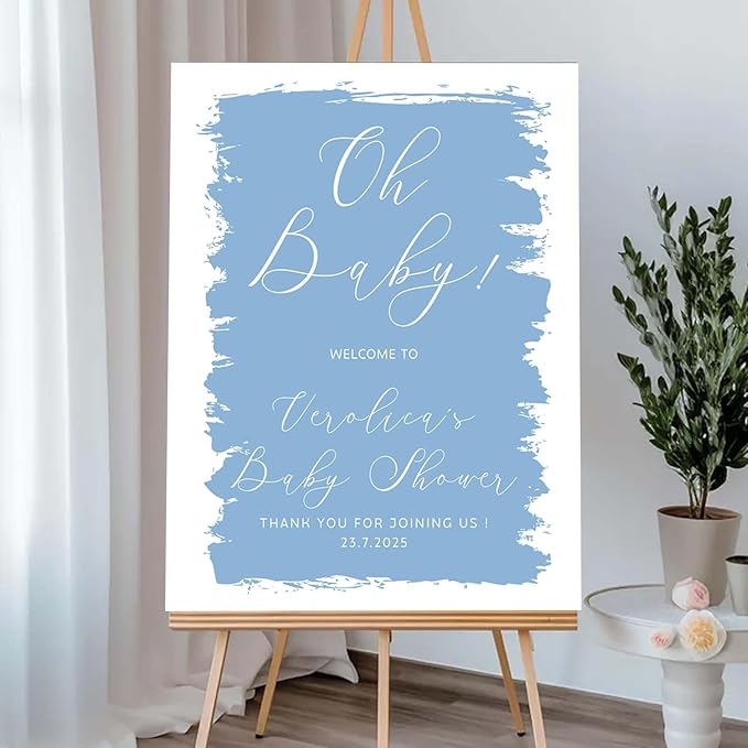 Personalized Color Brush Stroke Baby Shower Welcome Sign for Veronica - Oh Baby Announcement Sign