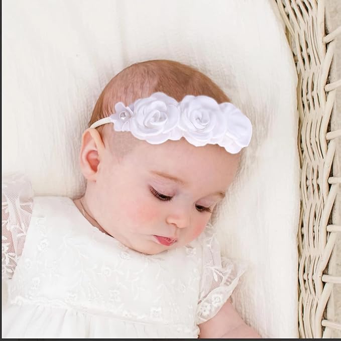 Baby Girl Floral Headband Nylon Flower Crown Elastic Hairband 3pcs Hair Accessories Gift for Girls，stretchy size 3pcs/set