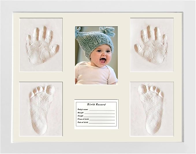 MICKYU Baby Handprint and Footprint Casting Molding Keepsake Frame Kit - Newborn Memory Gift for Boys Girls