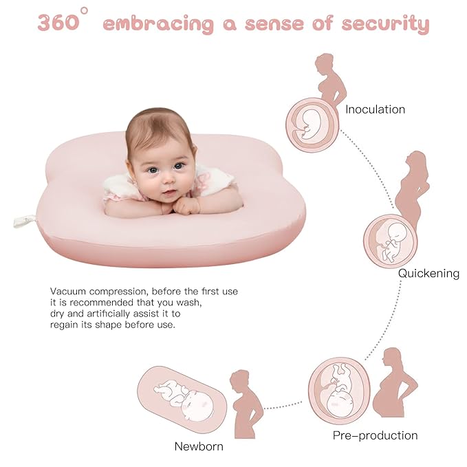 Lucakuins Baby Lounger, Bionic Design Baby Lounger for Newborn 0-24 Months, Soft Organic Cotton Breathable Lounger for Infants (Lovely Pink Lounger)